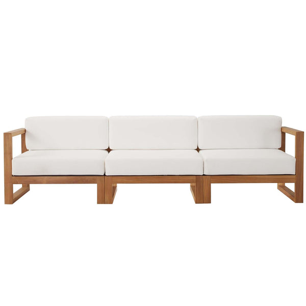 Upland Outdoor Patio Teak Wood 3-Piece Sectional Sofa Set image