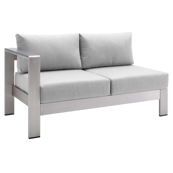 Shore Sunbrella� Fabric Aluminum Outdoor Patio Left-Arm Loveseat