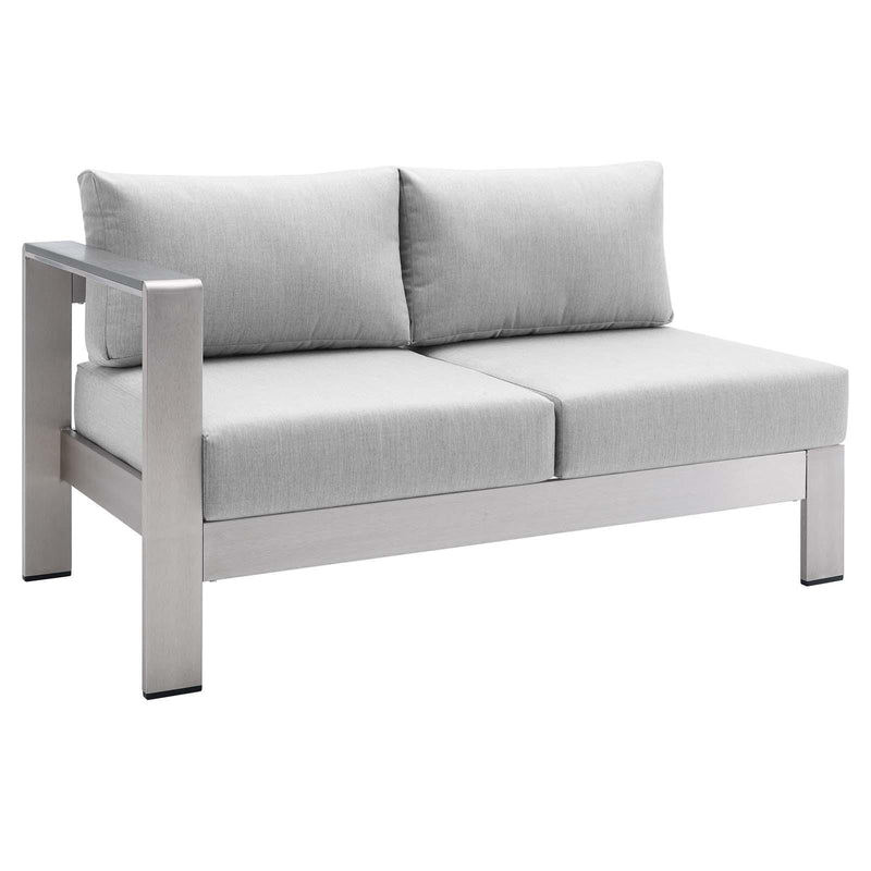 Shore Sunbrella� Fabric Aluminum Outdoor Patio Left-Arm Loveseat