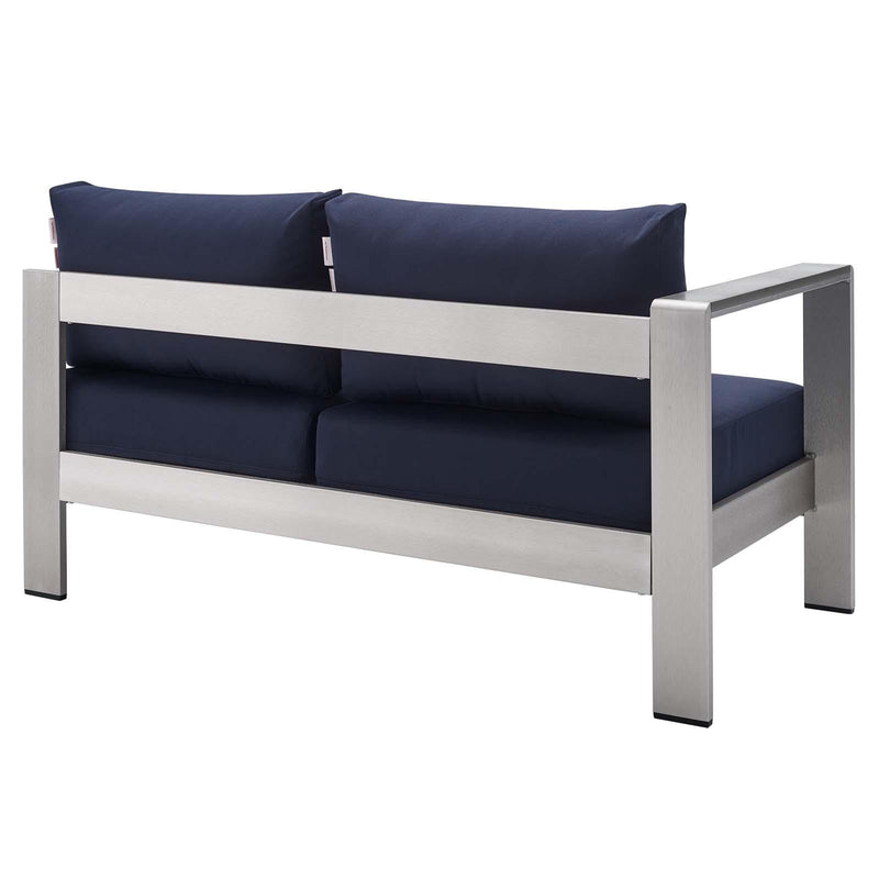 Shore Sunbrella� Fabric Aluminum Outdoor Patio Left-Arm Loveseat