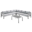 Shore Sunbrella� Fabric Outdoor Patio Aluminum 6 Piece Sectional Sofa Set