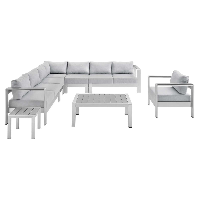 Shore Sunbrella� Fabric Outdoor Patio Aluminum 8 Piece Sectional Sofa Set