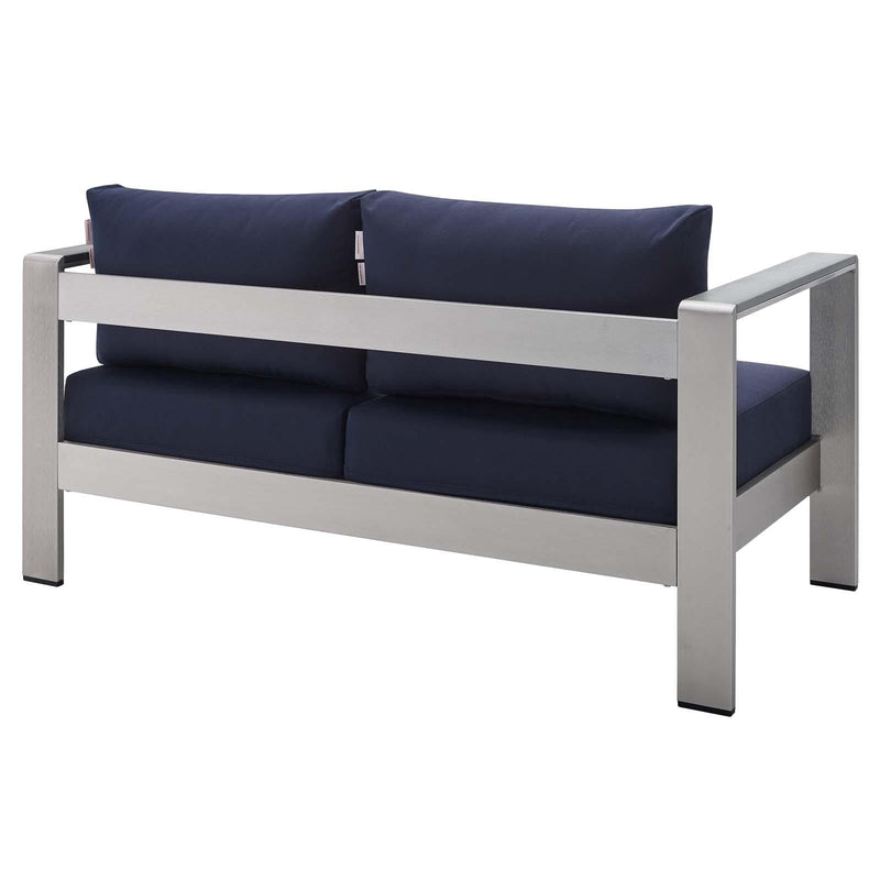 Shore Sunbrella� Fabric Aluminum Outdoor Patio Loveseat