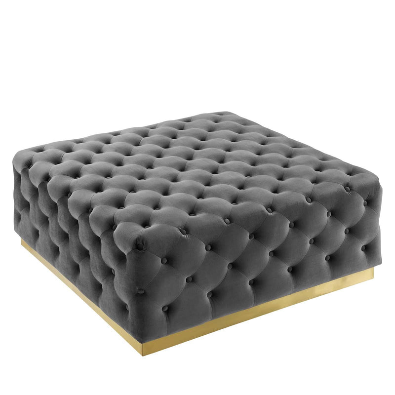 Ensconce Tufted Performance Velvet Square Ottoman image