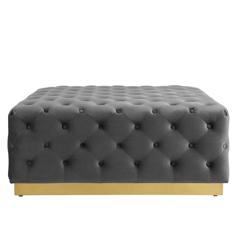 Ensconce Tufted Performance Velvet Square Ottoman