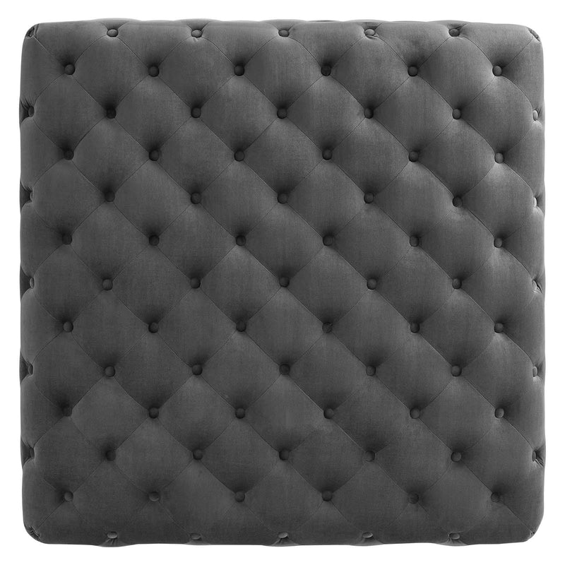 Ensconce Tufted Performance Velvet Square Ottoman