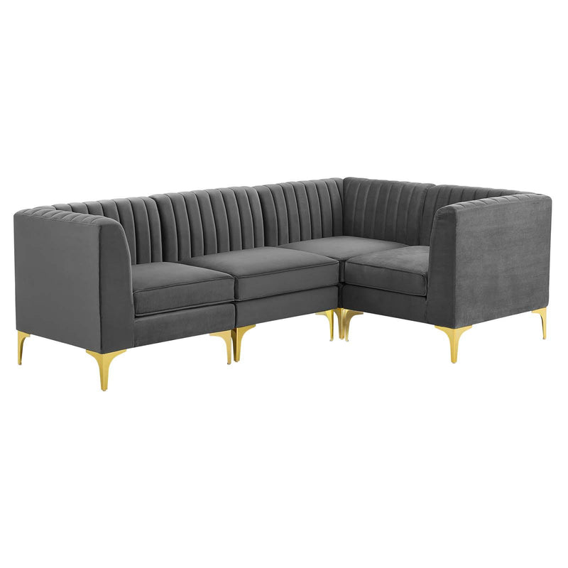 Triumph Channel Tufted Performance Velvet 4-Piece Sectional Sofa image