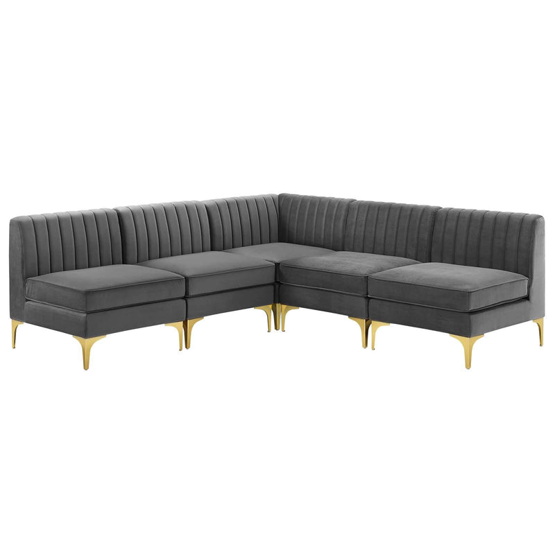 Triumph Channel Tufted Performance Velvet 5-Piece Sectional Sofa