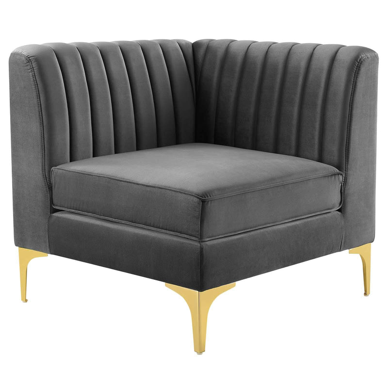 Triumph Channel Tufted Performance Velvet Sectional Sofa Corner Chair image