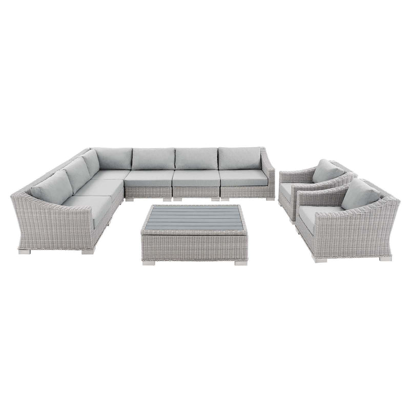Conway Sunbrella� Outdoor Patio Wicker Rattan 9-Piece Sectional Sofa Set