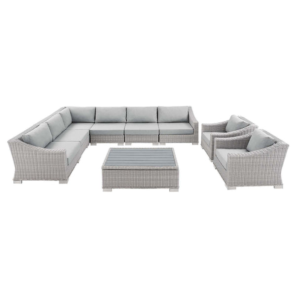 Conway Sunbrella� Outdoor Patio Wicker Rattan 9-Piece Sectional Sofa Set