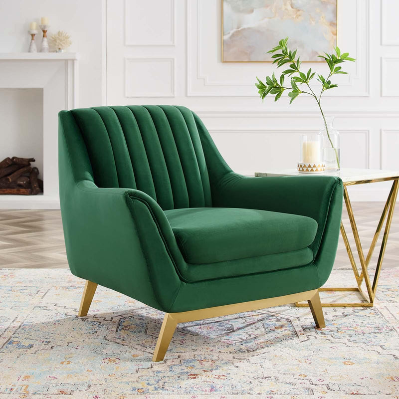 Winsome Channel Tufted Performance Velvet Armchair