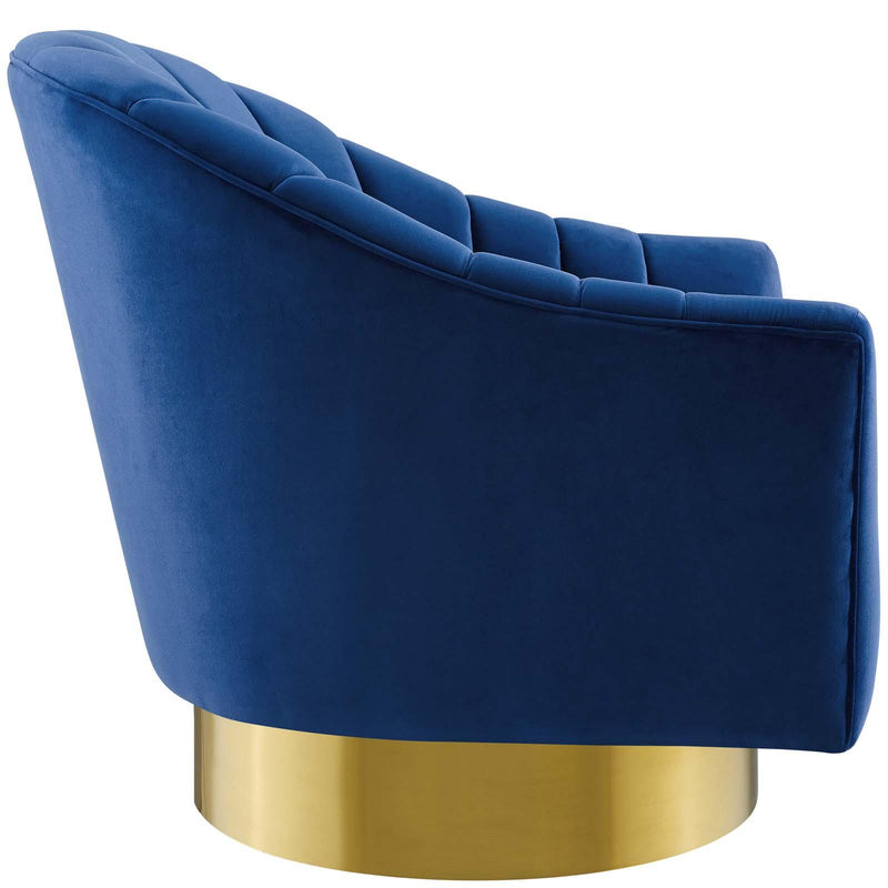 Buoyant Vertical Channel Tufted Accent Lounge Performance Velvet Swivel Chair