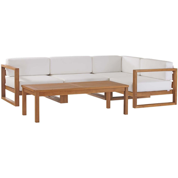 Upland Outdoor Patio Teak Wood 5-Piece Sectional Sofa Set image