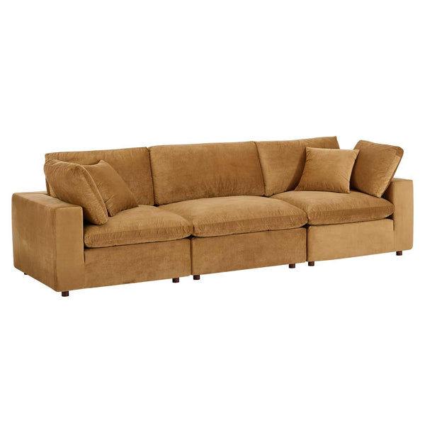 Commix Down Filled Overstuffed Performance Velvet 3-Seater Sofa image