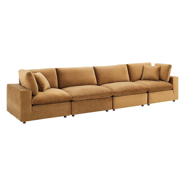 Commix Down Filled Overstuffed Performance Velvet 4-Seater Sofa image