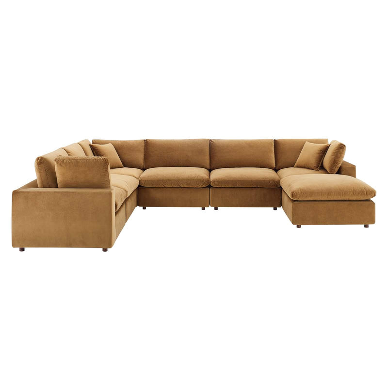 Commix Down Filled Overstuffed Performance Velvet 7-Piece Sectional Sofa image