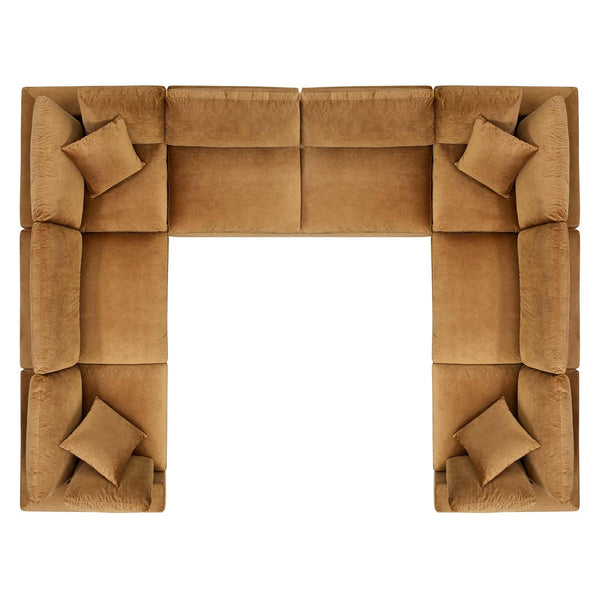 Commix Down Filled Overstuffed Performance Velvet 8-Piece Sectional Sofa