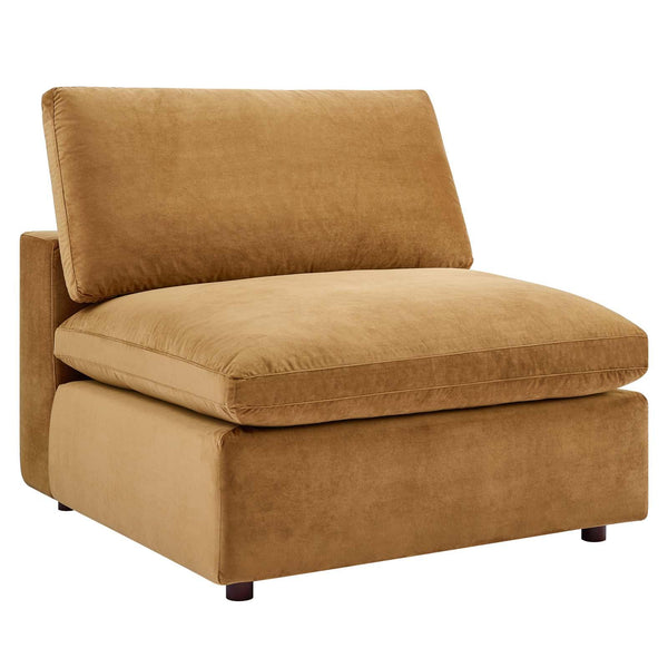 Commix Down Filled Overstuffed Performance Velvet Armless Chair image