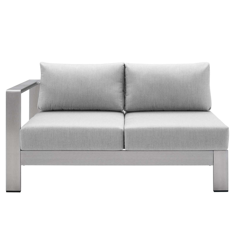 Shore Sunbrella� Fabric Aluminum Outdoor Patio Left-Arm Loveseat