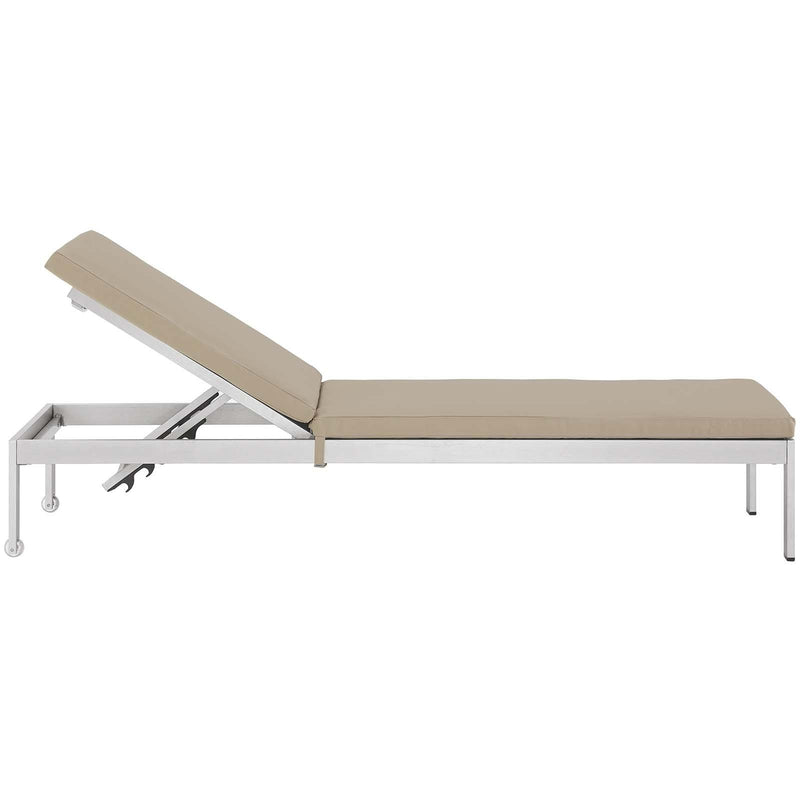 Shore Outdoor Patio Aluminum Chaise with Cushions