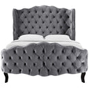Violette Queen Tufted Wingback Performance Velvet Platform Bed