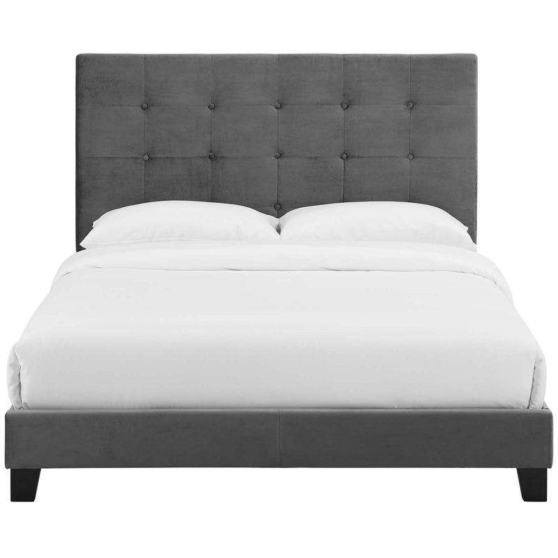 Melanie King Tufted Button Upholstered Performance Velvet Platform Bed