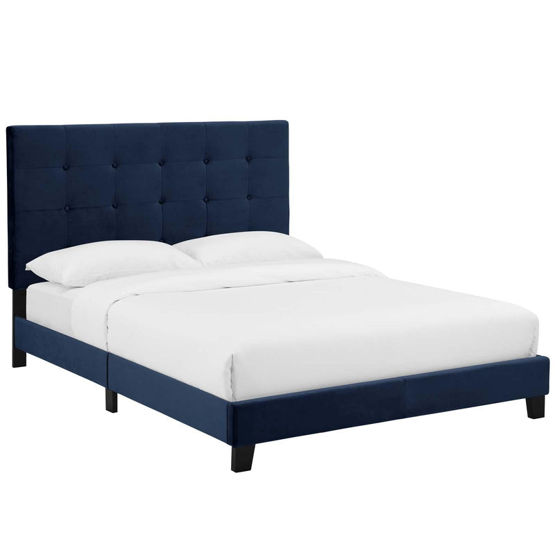 Melanie Queen Tufted Button Upholstered Performance Velvet Platform Bed