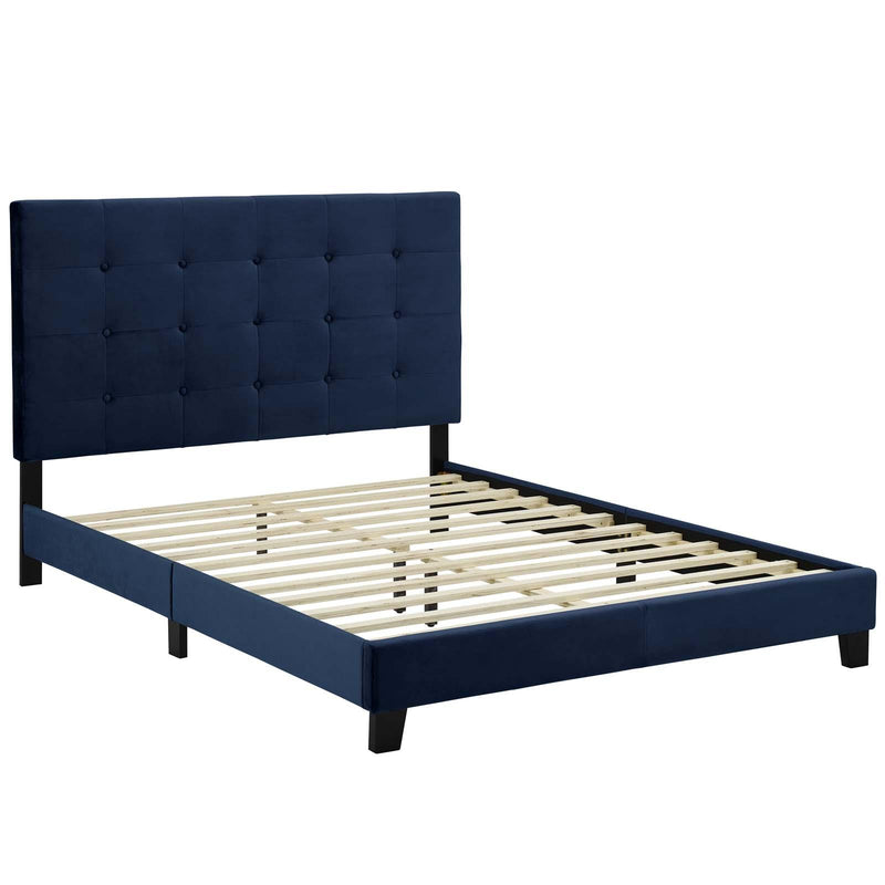 Melanie Twin Tufted Button Upholstered Performance Velvet Platform Bed