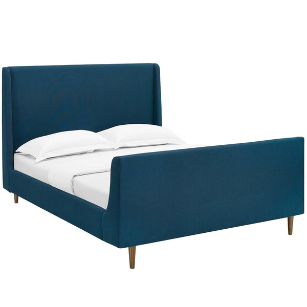 Aubree Queen Upholstered Fabric Sleigh Platform Bed image