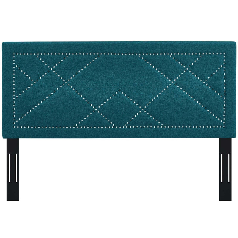 Reese Nailhead Full / Queen Upholstered Linen Fabric Headboard