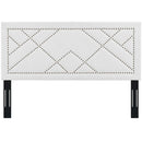 Reese Nailhead Full / Queen Upholstered Linen Fabric Headboard