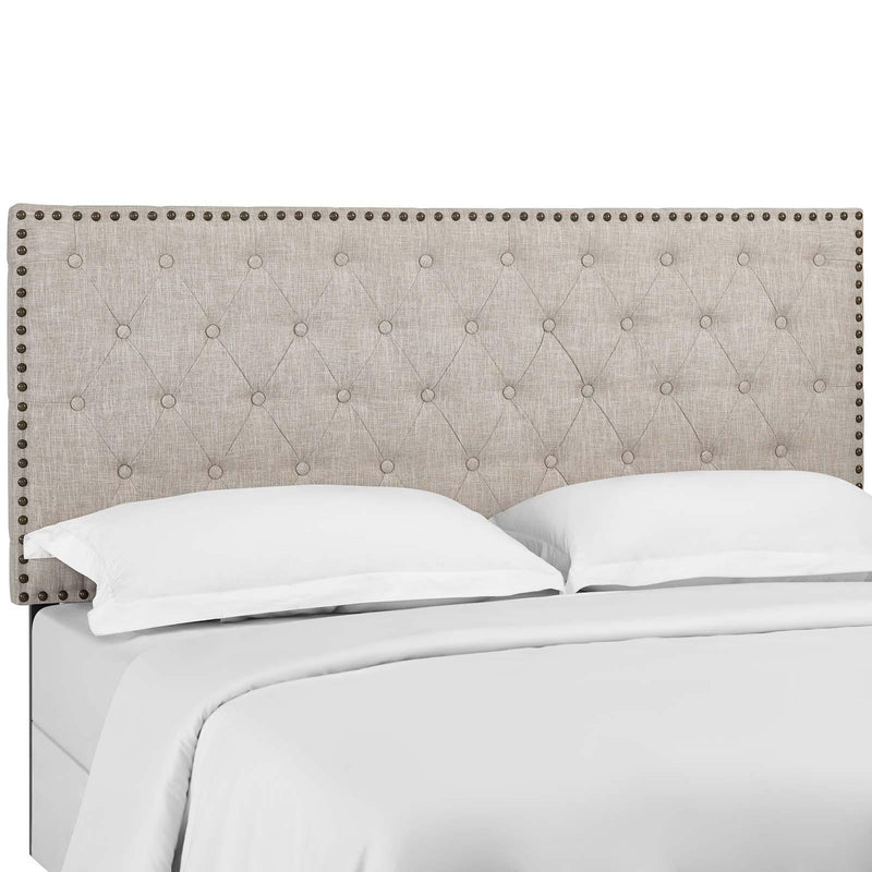 Helena Tufted King and California King Upholstered Linen Fabric Headboard