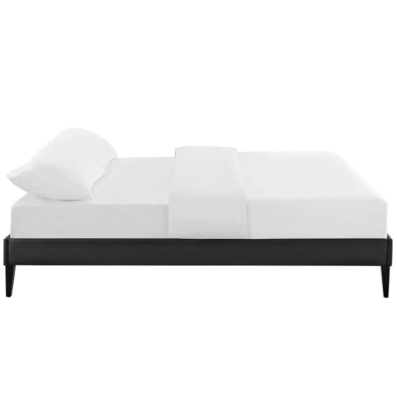 Tessie King Vinyl Bed Frame with Squared Tapered Legs