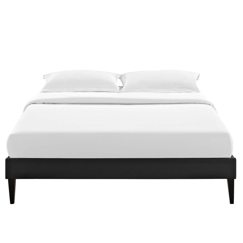 Tessie King Vinyl Bed Frame with Squared Tapered Legs