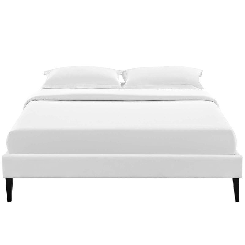 Tessie King Vinyl Bed Frame with Squared Tapered Legs