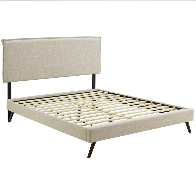 Amaris Queen Fabric Platform Bed with Round Splayed Legs