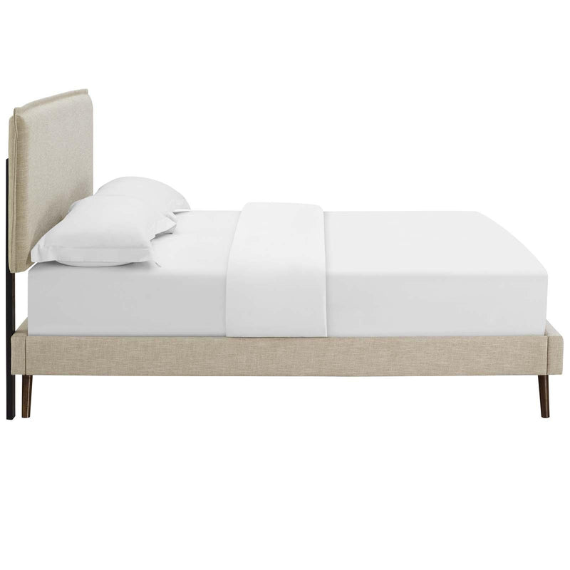 Amaris Queen Fabric Platform Bed with Round Splayed Legs