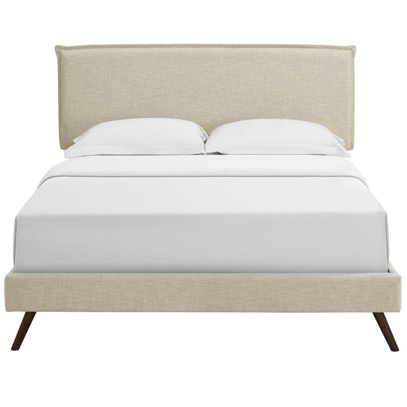 Amaris Queen Fabric Platform Bed with Round Splayed Legs