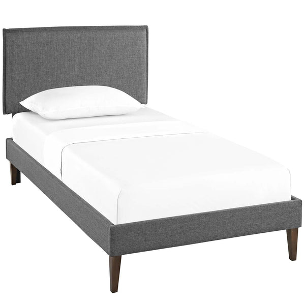 Amaris Twin Fabric Platform Bed with Squared Tapered Legs image
