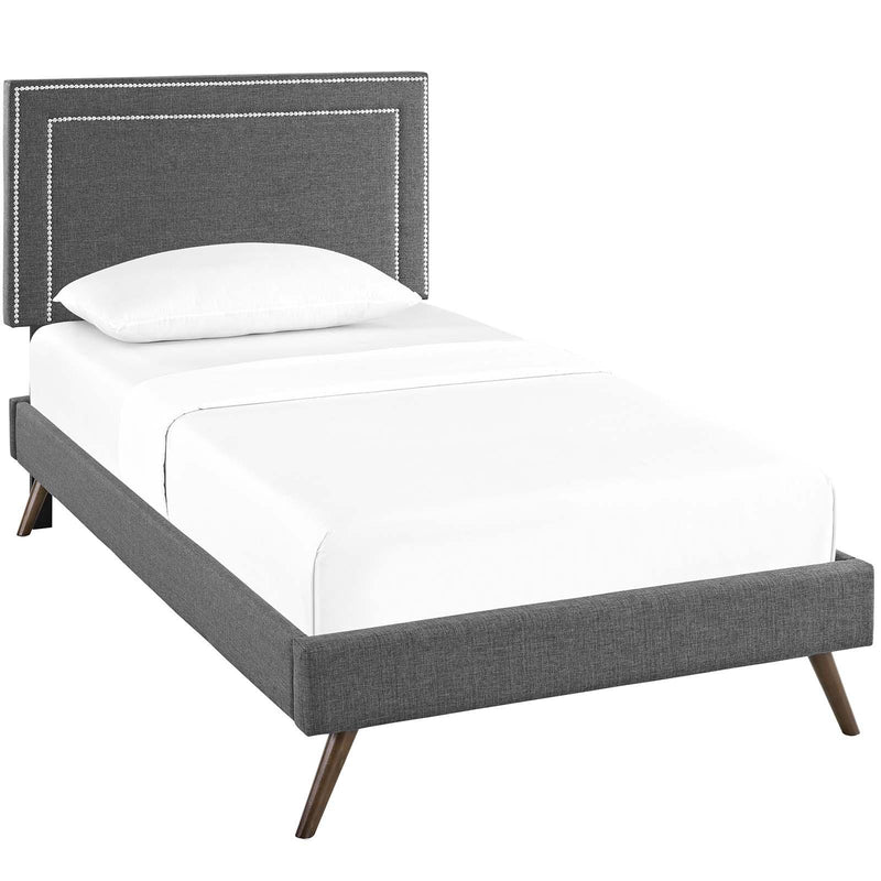 Virginia Twin Fabric Platform Bed with Round Splayed Legs