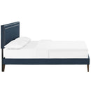 Virginia King Fabric Platform Bed with Squared Tapered Legs