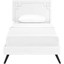 Ruthie Twin Vinyl Platform Bed with Round Splayed Legs