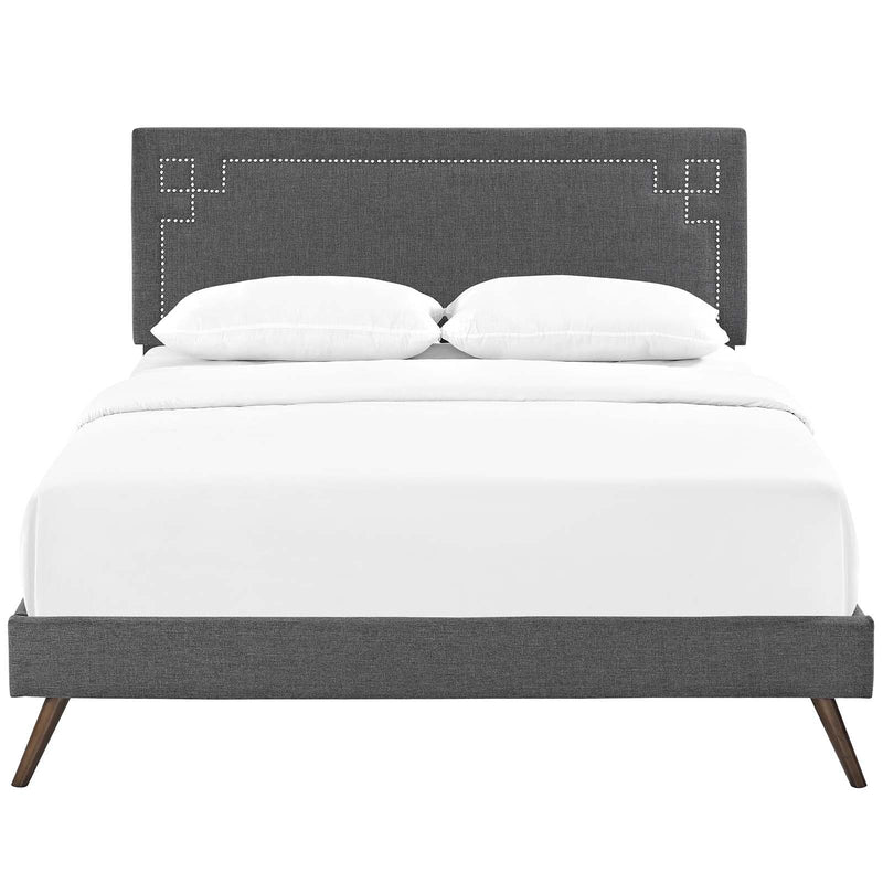 Ruthie Queen Fabric Platform Bed with Round Splayed Legs