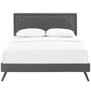 Ruthie Queen Fabric Platform Bed with Round Splayed Legs