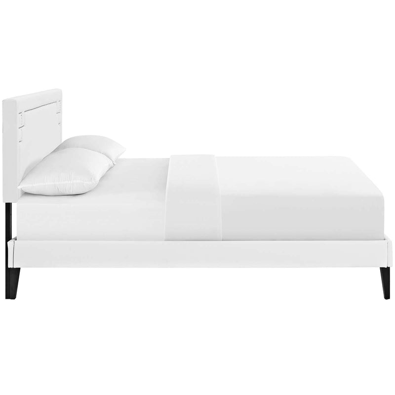 Ruthie Queen Vinyl Platform Bed with Squared Tapered Legs