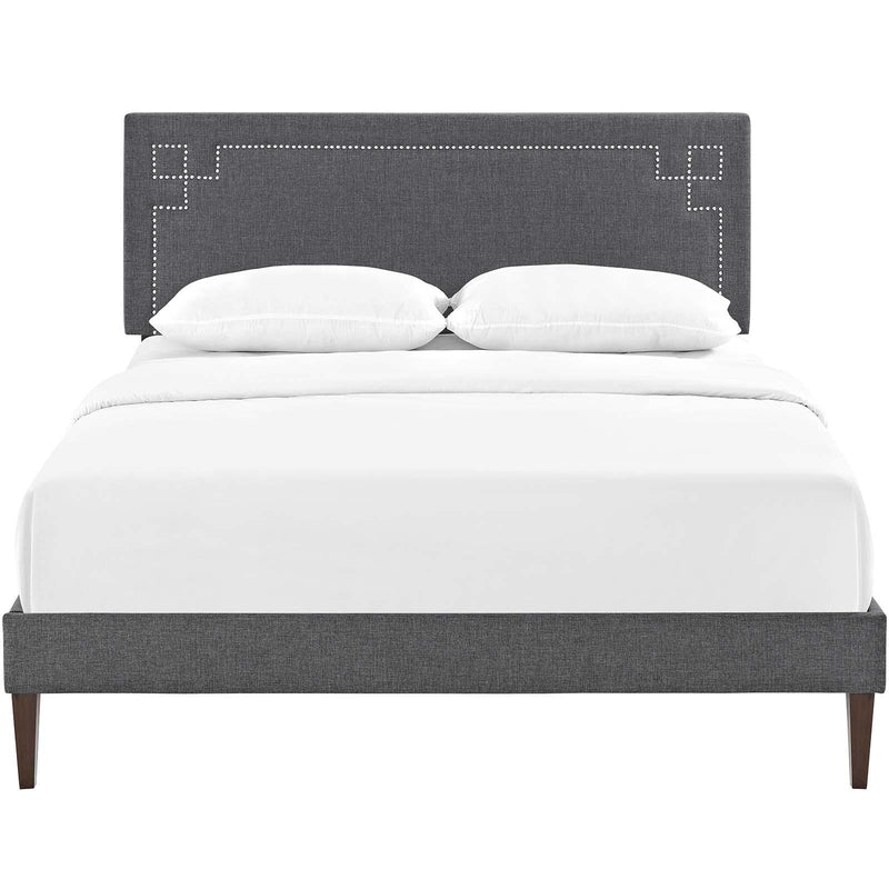 Ruthie King Fabric Platform Bed with Squared Tapered Legs