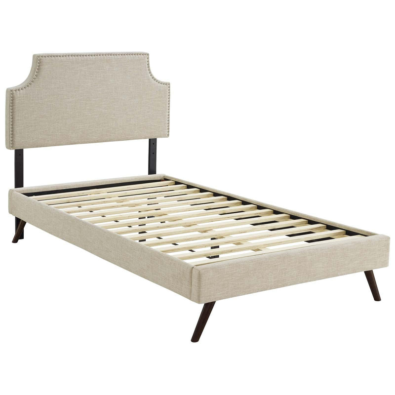 Corene Twin Fabric Platform Bed with Round Splayed Legs