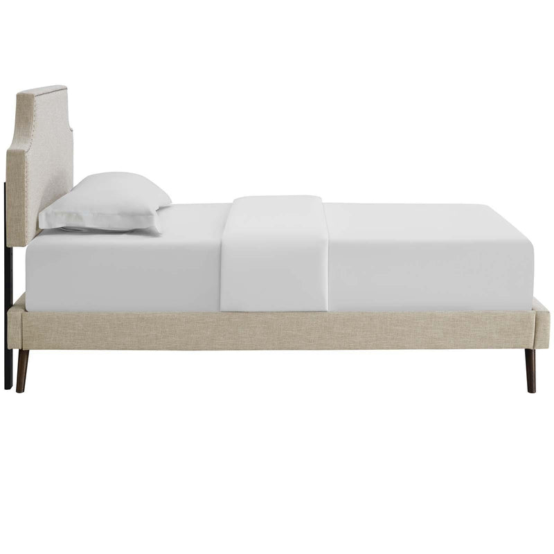 Corene Twin Fabric Platform Bed with Round Splayed Legs