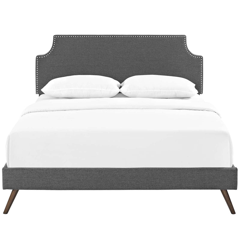 Corene Queen Fabric Platform Bed with Round Splayed Legs